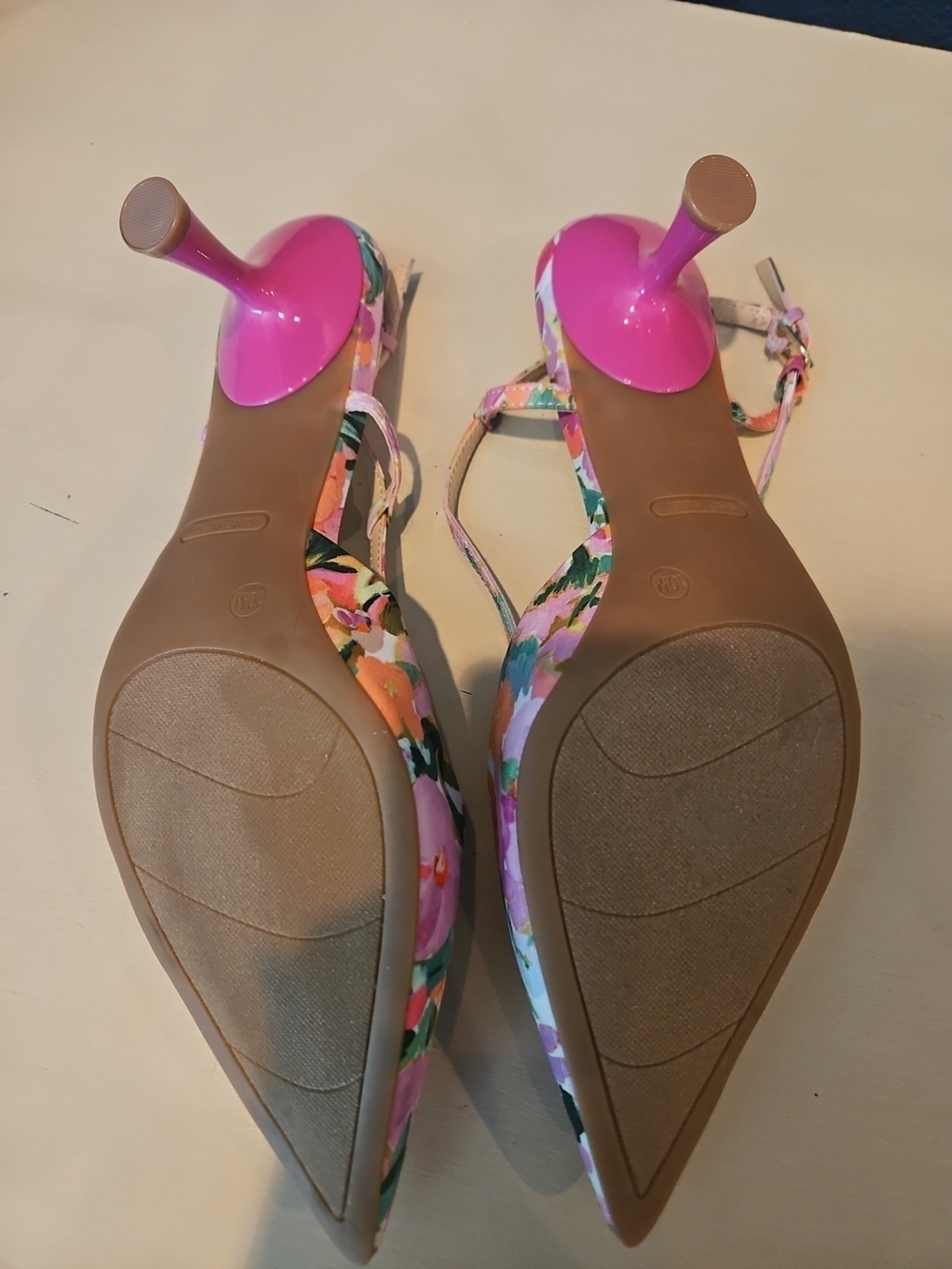 Nine West Pink Floral Slingback Pointed-Toe Kitte Heel New No Box - Picture 5 of 7